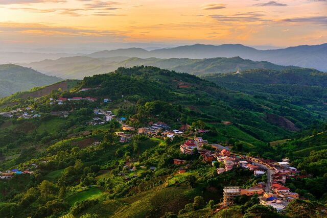 Blick auf das Dorf Mae Salong , Chiang Rai