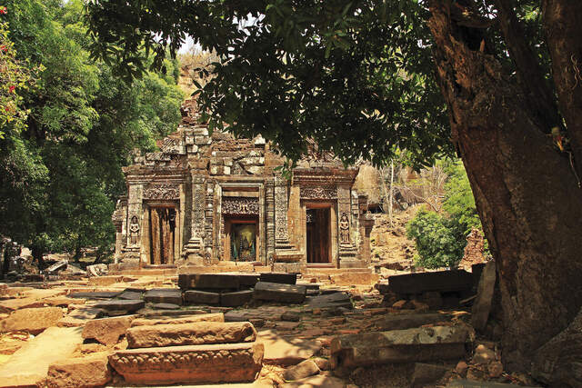 Am Heiligtum des Wat Phou in Süd-Laos